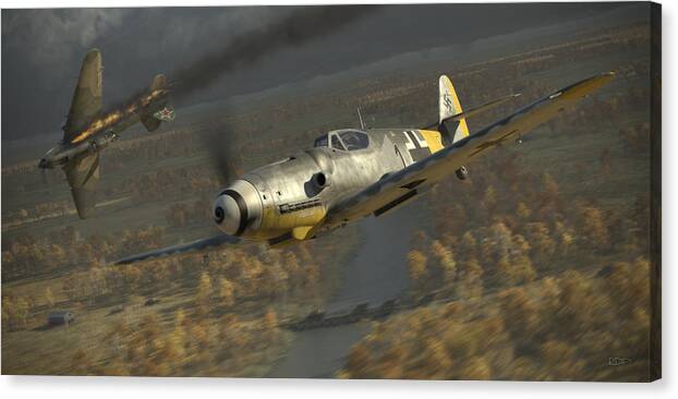 Wwii Canvas Print featuring the digital art Bf109 -- 200 by Robert D Perry