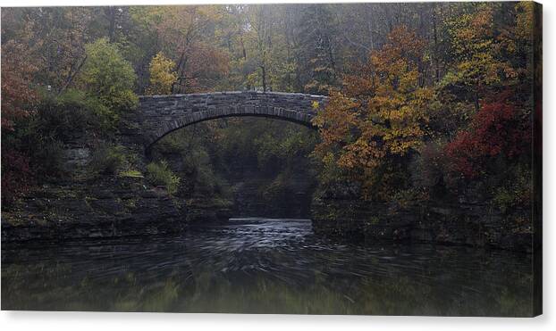 Stone Bridge Canvas Print featuring the photograph Stone Bridge in Autumn II by Michele Steffey