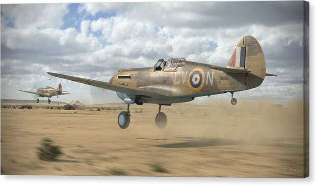 Wwii Canvas Print featuring the digital art RAAF Tomahawks by Robert Perry