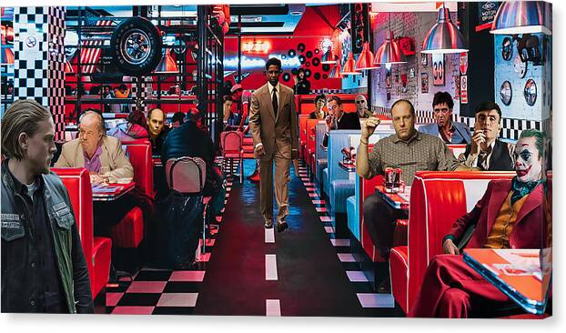 Jax Teller Canvas Print featuring the digital art Gangster Diner by Tball The Great