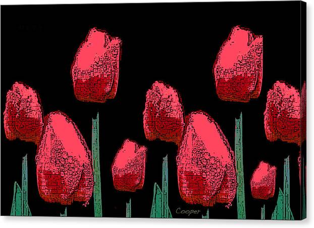 Tulips Red Floral Nature Photography Photo-illustration Abstract Canvas Print featuring the photograph Hot Red Tulips by Peggy Cooper-Hendon