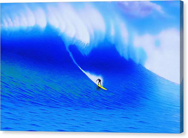 Surfing Canvas Print featuring the painting Mavericks 2010 by John Kaelin