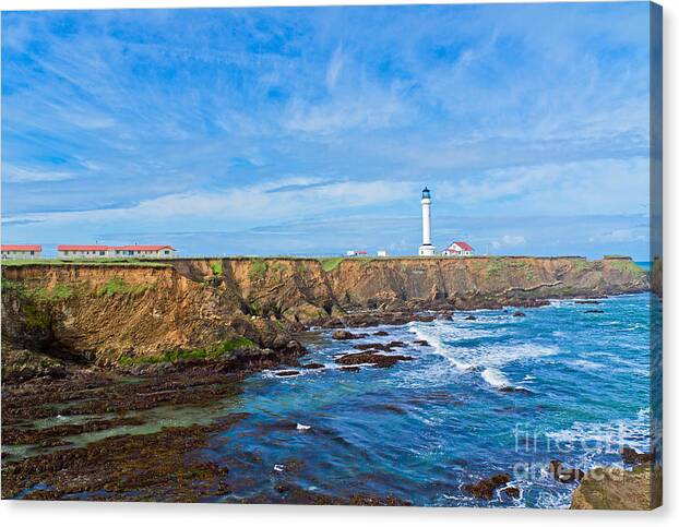 Lighthouse Canvas Print featuring the photograph Point Arena Lighthouse California by Mel Ashar