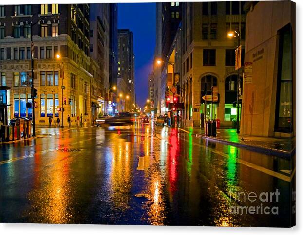 San Francisco Canvas Print featuring the photograph Rainy Night in San Francisco by Mel Ashar