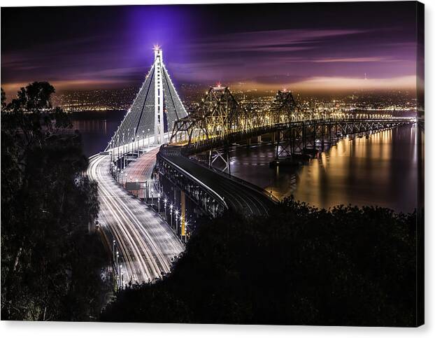 Bay Bridge Canvas Print featuring the photograph The New Span by Don Hoekwater Photography