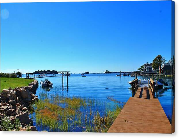 Stony Creek Canvas Print featuring the photograph Walk the Docks by Catie Canetti
