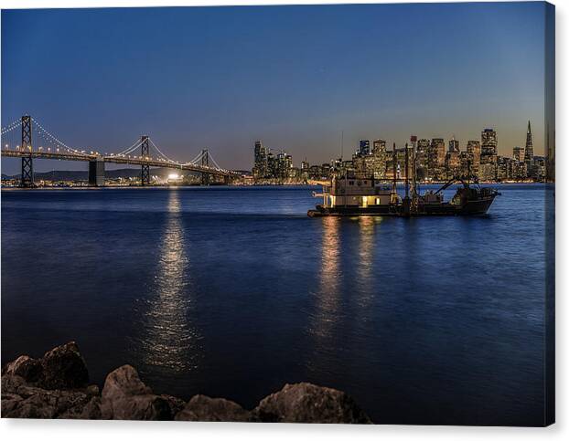 Boat Canvas Print featuring the photograph Anchored in San Francisco Bay by Don Hoekwater Photography