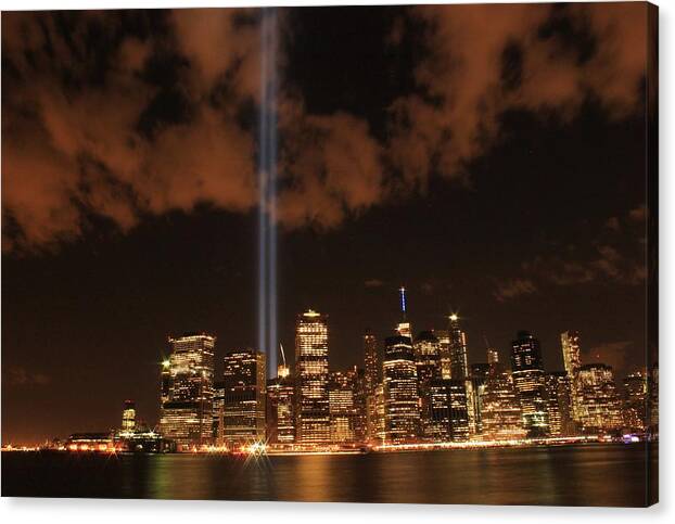 September 11th Canvas Print featuring the photograph Lower Manhattan on September 11 by Catie Canetti