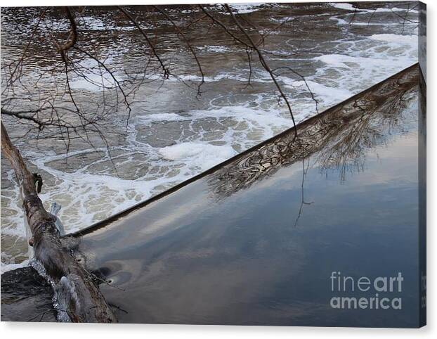 Winter Canvas Print featuring the photograph Pompton Spillway from Above by Christopher Lotito