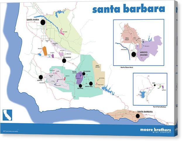 Wine Canvas Print featuring the digital art SantaBarbara by Moore Brothers Wine Company