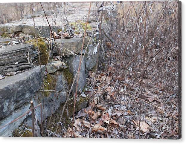 Wayne Canvas Print featuring the photograph Stone Wall at Jackson Lock by Christopher Lotito