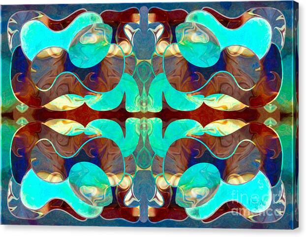 2015 Canvas Print featuring the digital art Turquoise Transitions Abstract Macro Transformations by Omashte by Omaste Witkowski