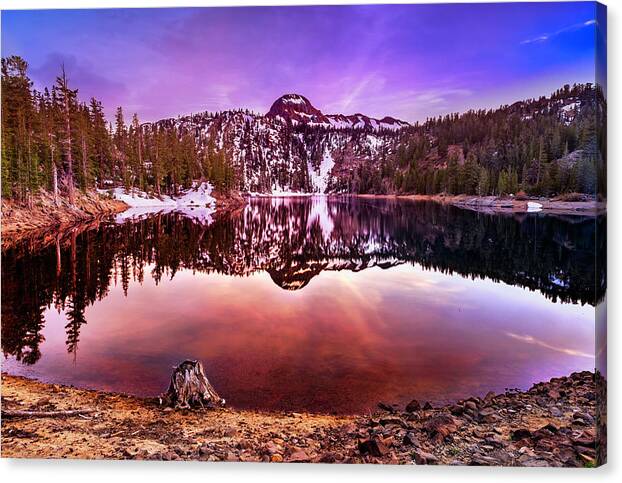 Ebbetts Pass Canvas Print featuring the photograph Kinney Reservoir Sunset by Don Hoekwater Photography