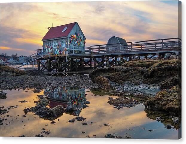 Badgers Island Canvas Print featuring the photograph Low Tide Reflections, Badgers Island. by Jeff Sinon