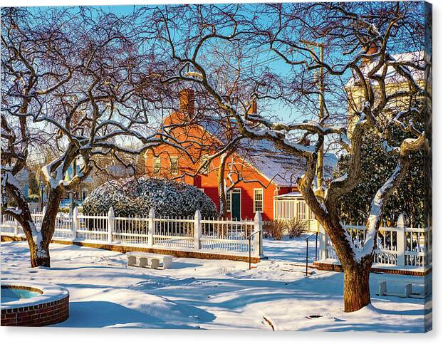 New Hampshire Canvas Print featuring the photograph Morning Light, Winter Garden. by Jeff Sinon