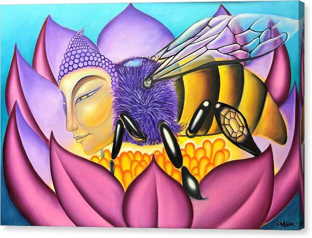 Buddha Canvas Print featuring the painting Buddha Bee by Jayime Jean