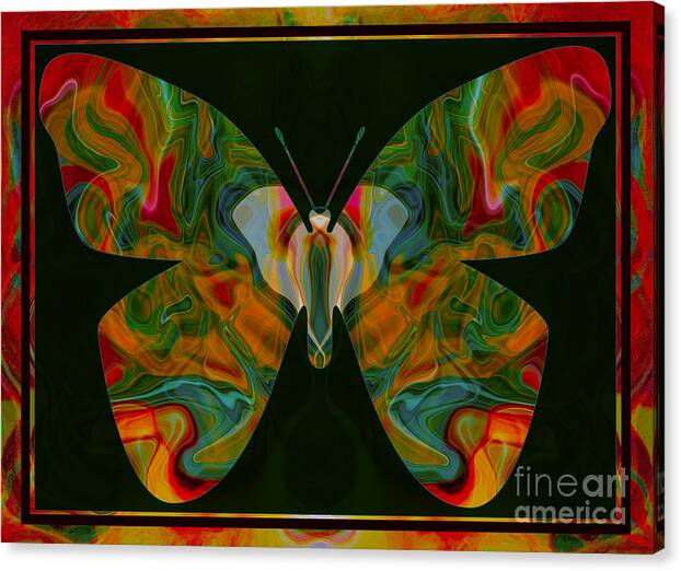Butterfly Canvas Print featuring the digital art Love Creating Life Abstract Symbolism Art by Omaste Witkowski