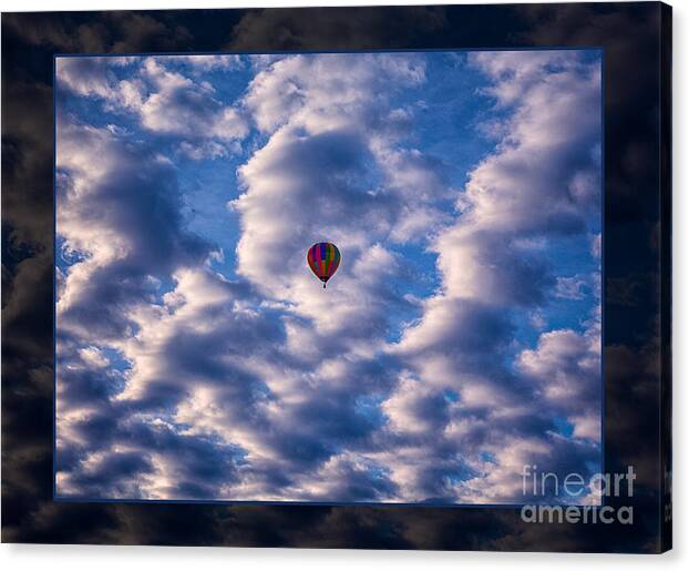 5x7 Canvas Print featuring the photograph Hot Air Balloon in a Cloudy Sky Abstract Photograph by Omaste Witkowski