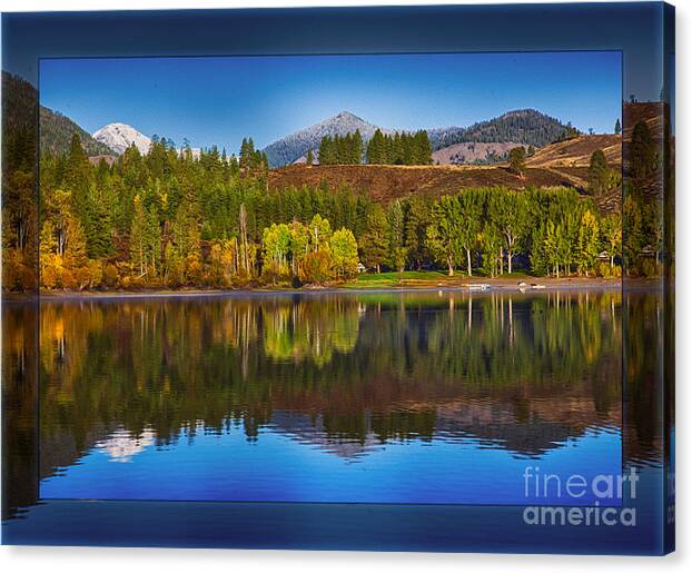 Patterson Lake Canvas Print featuring the photograph Patterson Lake Cabins and Mt Gardner Landscape Art by Omaste Witkowski