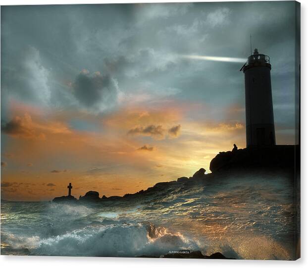 `seascape Canvas Print featuring the photograph Faro en mar bravo by Alfonso Garcia