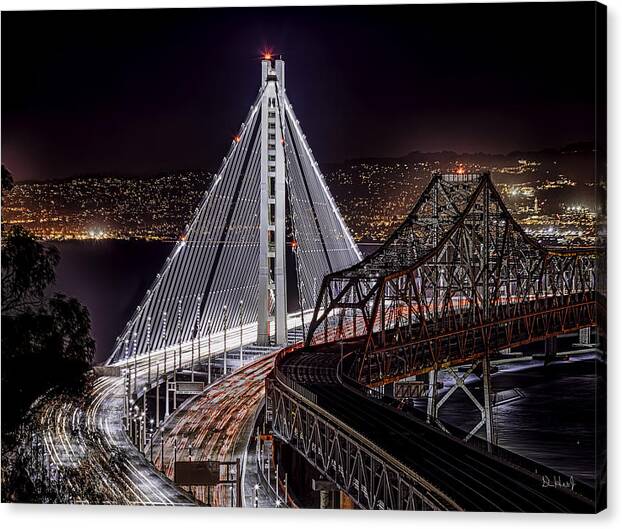 Bay Bridge Canvas Print featuring the photograph Lightness and Darkness by Don Hoekwater Photography