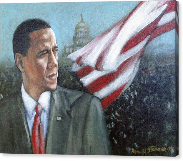Barack Obama;president;presidential;whitehouse;etc Canvas Print featuring the painting Barack Obama by Howard Stroman