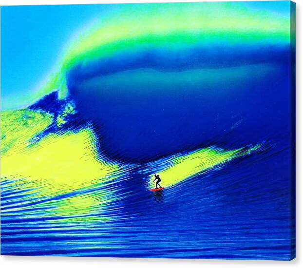 Surfing Canvas Print featuring the painting Belharra France 2003 by John Kaelin