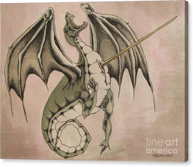 Dragon Canvas Print featuring the painting The Undefeated by Patricia Kanzler