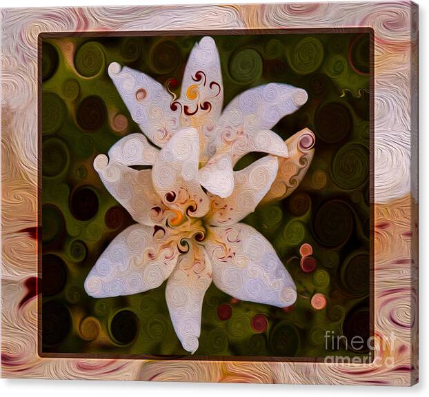 8x10 Canvas Print featuring the painting White Lily Opening to the Sun Abstract Flower Art by Omaste Witkowski