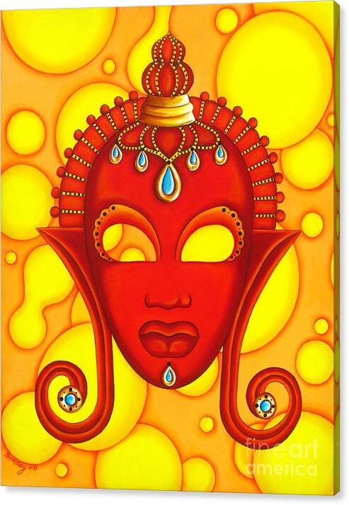 Nubian Modern Mask Canvas Print featuring the painting Nubian Modern Mask Red by Joseph Sonday