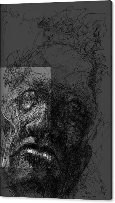 Ink Drawing Canvas Print featuring the digital art Face In Frame by Eddie Rifkind