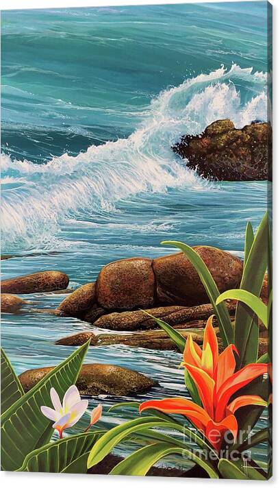 Coastal Canvas Print featuring the painting Paradise is Waiting by Hunter Jay