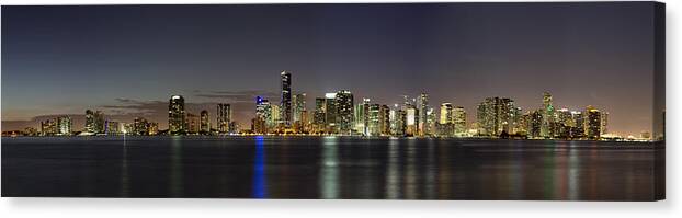 America Canvas Print featuring the photograph Miami Skyline by Andres Leon