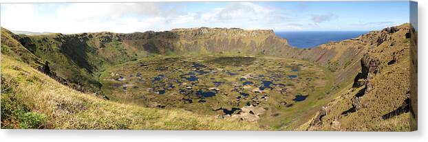 Crater Lake Canvas Print featuring the photograph Rano Kau, Easter Island by Photo By Tim Lawnicki