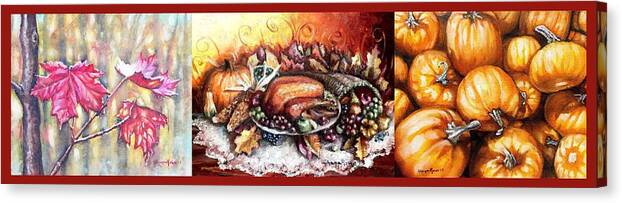 Thanksgiving Canvas Print featuring the painting Thanksgiving Autumnal Collage by Shana Rowe Jackson