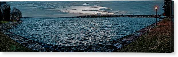 Panoramic Canvas Print featuring the photograph Skaneateles Lake Sunset by S Paul Sahm