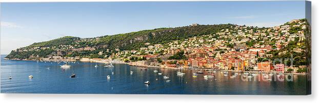 Villefranche-sur-mer Canvas Print featuring the photograph Villefranche-sur-Mer and Cap de Nice on French Riviera 1 by Elena Elisseeva
