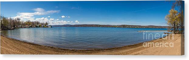 Shade Canvas Print featuring the photograph Canandaigua Beach Panorama by William Norton