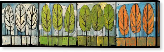 Trees Canvas Print featuring the painting Four Seasons Tree Series by Tim Nyberg