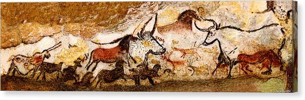 Lascaux Canvas Print featuring the digital art Lascaux Hall of the Bulls by Weston Westmoreland