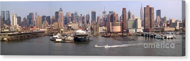 Manhattan Canvas Print featuring the photograph Midtown Manhattan Panorama by Thomas Marchessault