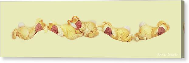 Bunnies Canvas Print featuring the photograph Sleeping Bunnies by Anne Geddes