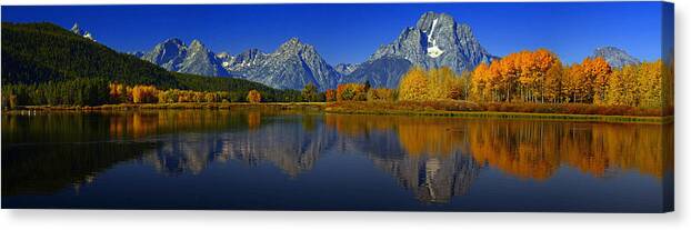 Oxbow Bend Canvas Print featuring the photograph Tetons from Oxbow Bend by Raymond Salani III