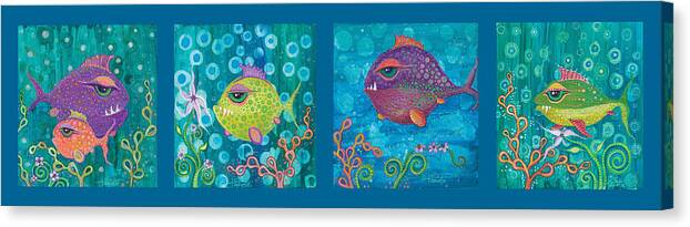 Fish School Canvas Print featuring the digital art Fish School by Tanielle Childers