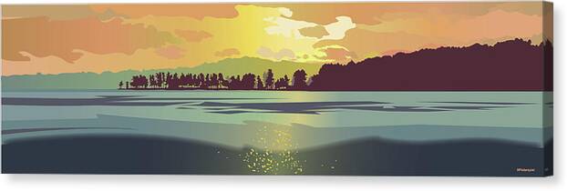 Lake Winnipesaukee Canvas Print featuring the digital art Golden Spindle by Marian Federspiel