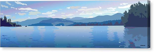 Lake Canvas Print featuring the painting Lake Blues by Marian Federspiel