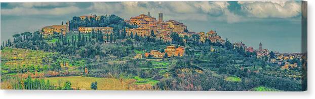 Montepulciano Canvas Print featuring the photograph Montepulciano Panorama by Marcy Wielfaert