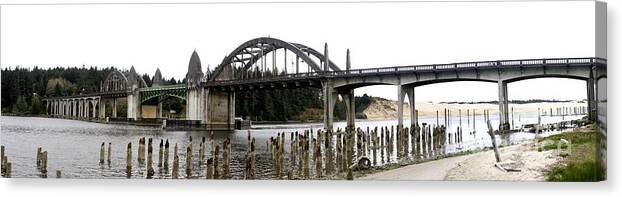 Siuslaw River Bridge Canvas Print featuring the photograph Siuslaw River Bridge, Florence, Oregon by Tony Lee