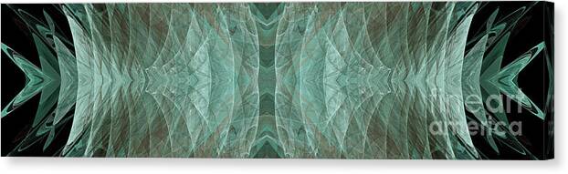 Abstract Canvas Print featuring the digital art Crashing Waves Of Green 1 - Panorama - Abstract - Fractal Art by Andee Design