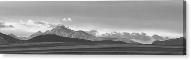 Twin Peaks Canvas Print featuring the photograph Twin Peaks Panorama View from the Agriculture Plains BW by James BO Insogna